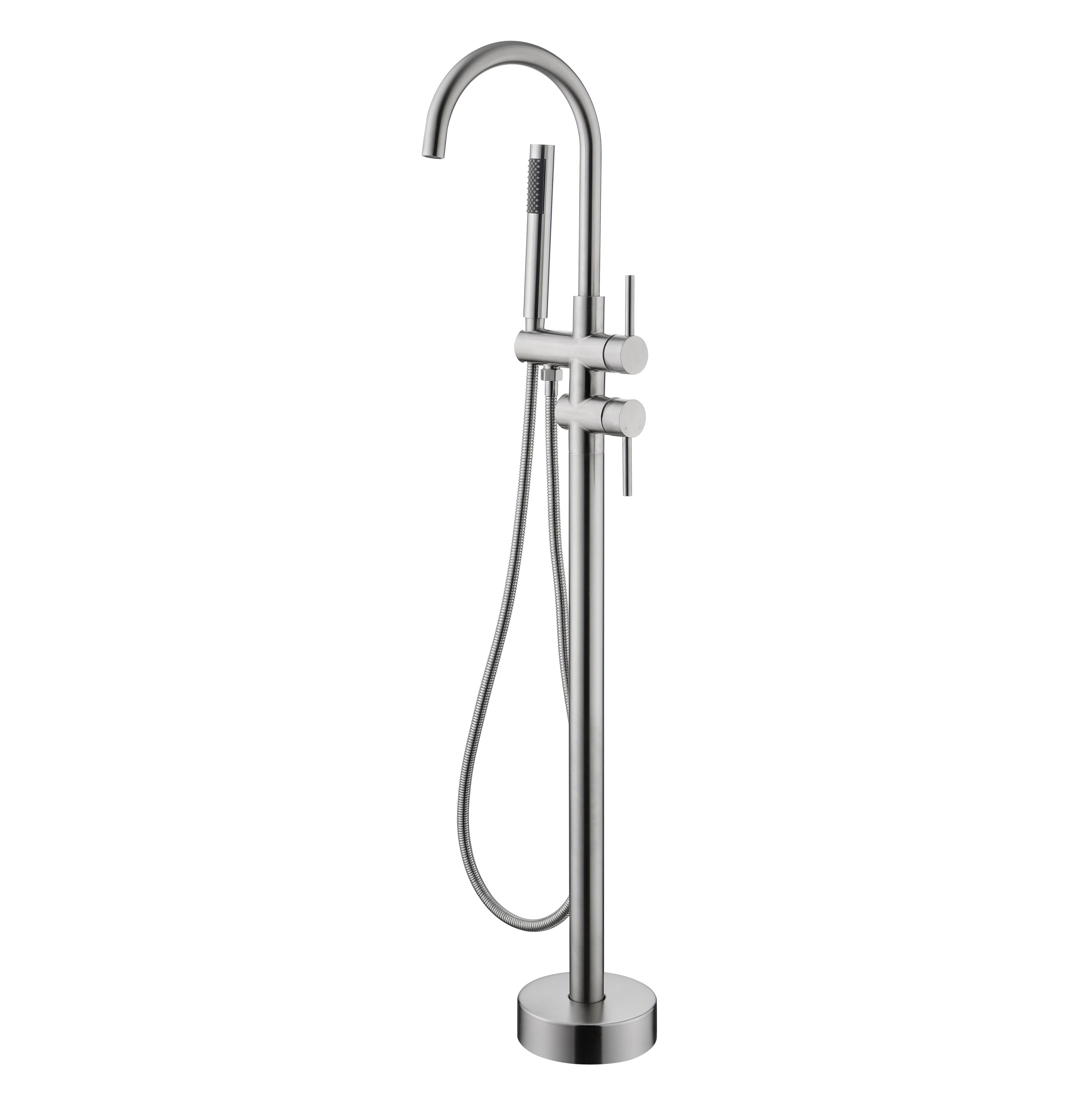 Floor Mounted Tub Faucet High Flow Freestanding Tub Filler Faucet with Handheld Shower Head and Swivel Spout