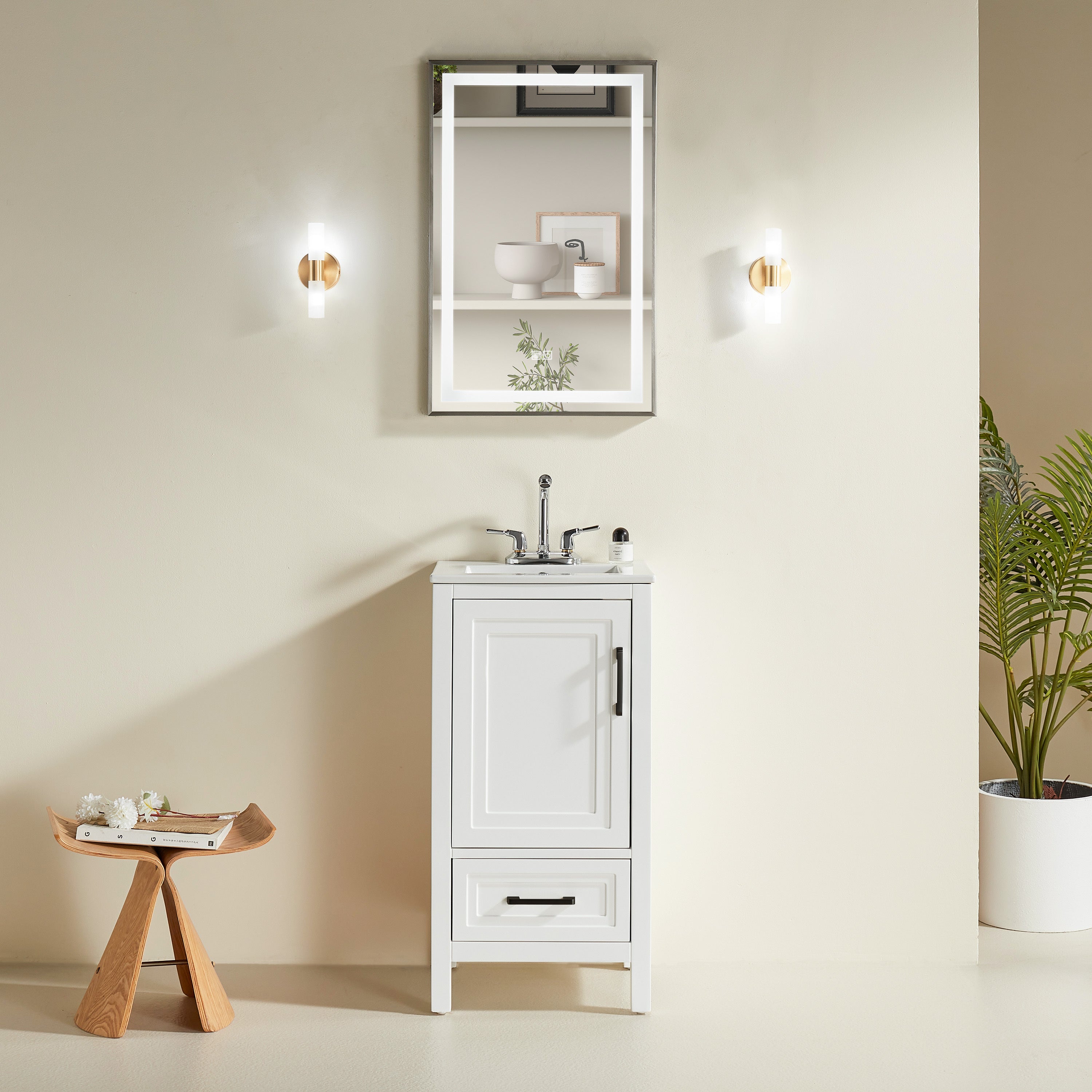 Fully Assembled 18'' Freestanding Single Bathroom Vanity with Top
