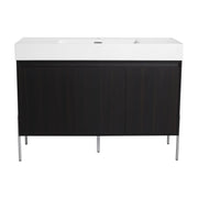 Freestanding Bathroom Vanity with Resin Sink and Storage Cabinet in Dark Oak Plywood, 48 Inches(KD-Package)