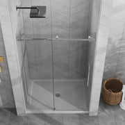 Goodyo 48'x72' Frameless Sliding Shower Door Combo w/ 48'x32' White Acrylic Shower Base, 1/4' (6mm) Tempered Glass Door, Stainless Steel Hardware, Chrome