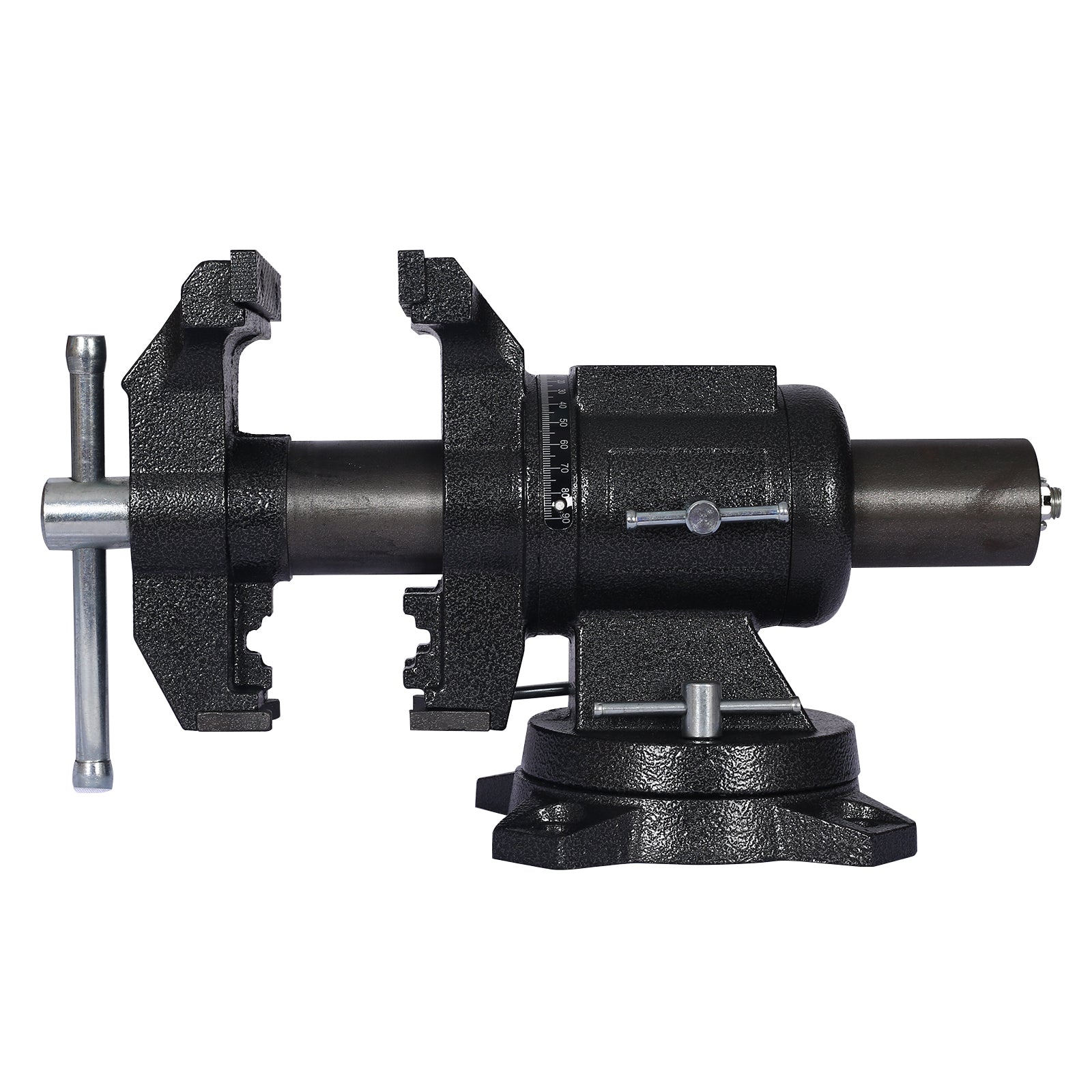 5-Inch Multi-Jaw Rotating Bench Vise, 360-Degree Swivel Clamp, Black Metal