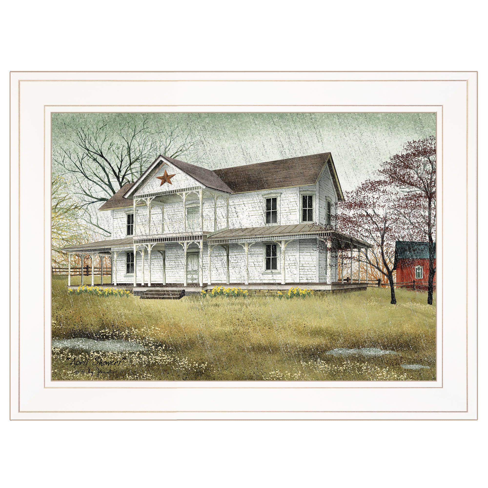 'April Showers' by Billy Jacobs, Ready to Hang Framed Print, White Frame