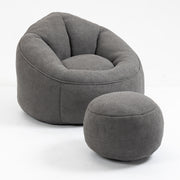 Bedding Bean Bag Sofa Chair with High-Pressure Foam and Footrest, Grey Microfiber