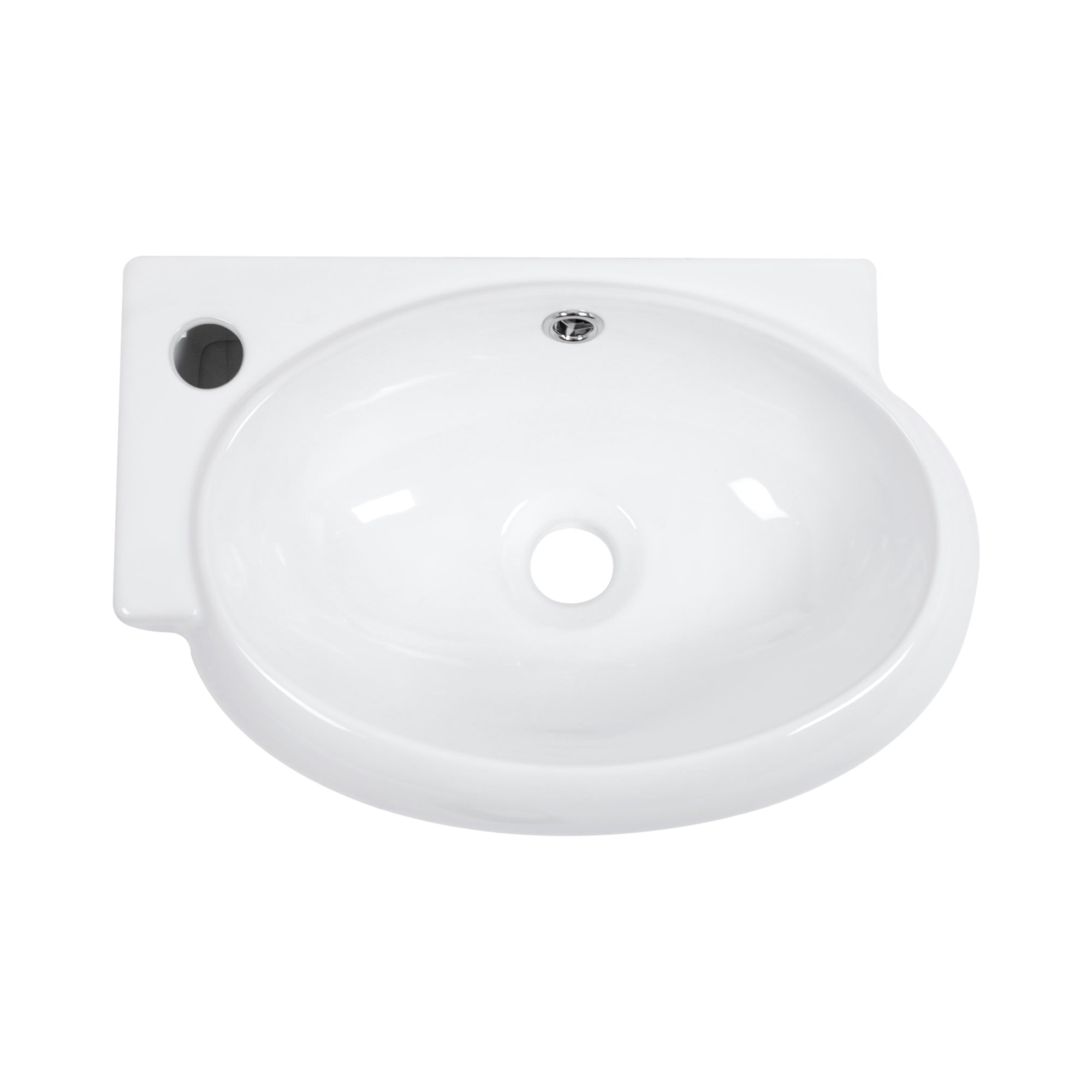 White Ceramic Rectangle Wall Mount Bathroom Sink with Single Faucet Hole 16.5x11 Inch
