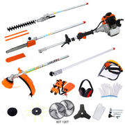 12 in 1 Multi-Functional Trimming Tool, 32.6CC 2-Cycle Garden Tool System with Gas Pole Saw, Hedge Trimmer, Grass Trimmer, and Brush Cutter EPA Compliant