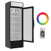 Refrigeration Glass 1 Door Upright Display Beverage Cooler Merchandiser with LED Lighting, 16.5 Cubic Ft., ETL Approved, Black