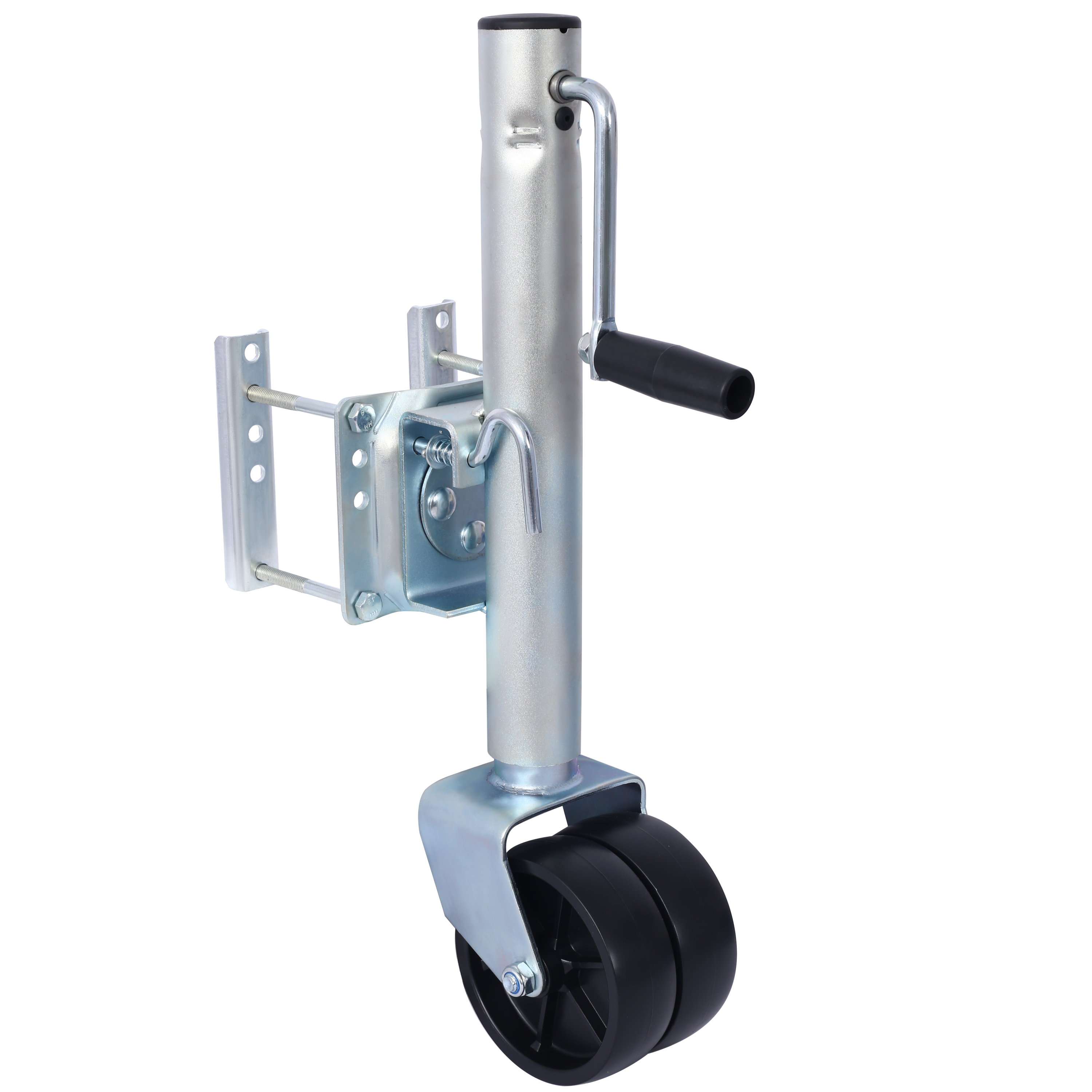 1500lbs Trailer Jack with Double Wheel, Adjustable 12' Lift Travel, Boat On for Boat RV Utility, Swivel Tongue Towing Dual Wheel