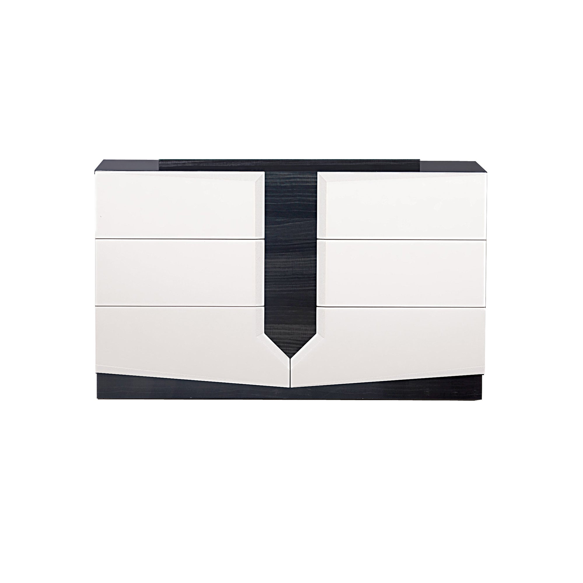 VIOS Contemporary Dresser with Zebrano Accent in White and Black Rubber Wood