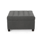 ISABELLA Ottoman Contemporary Storage Solution Dark Gray Fabric 31 Inch