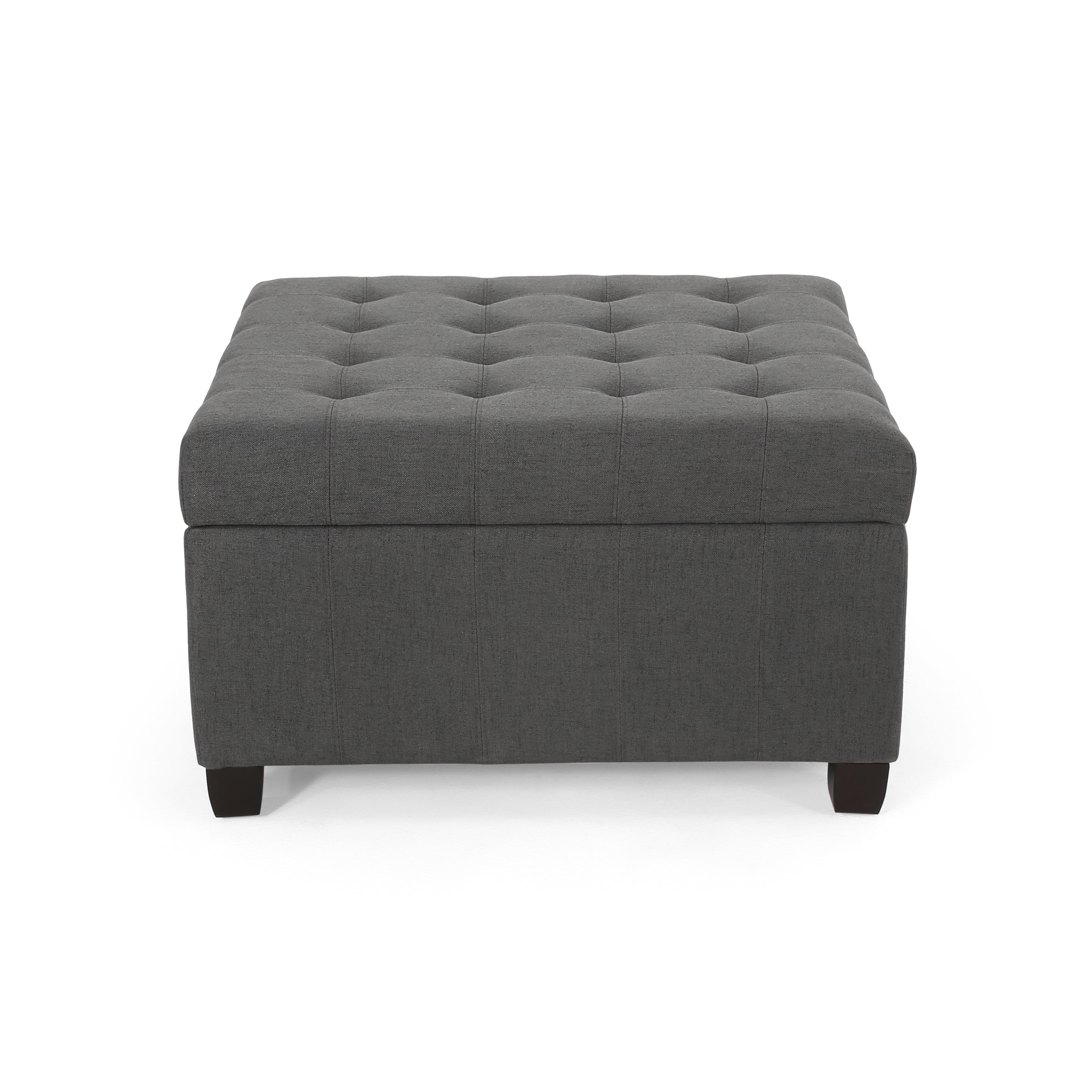ISABELLA Ottoman Contemporary Storage Solution Dark Gray Fabric 31 Inch