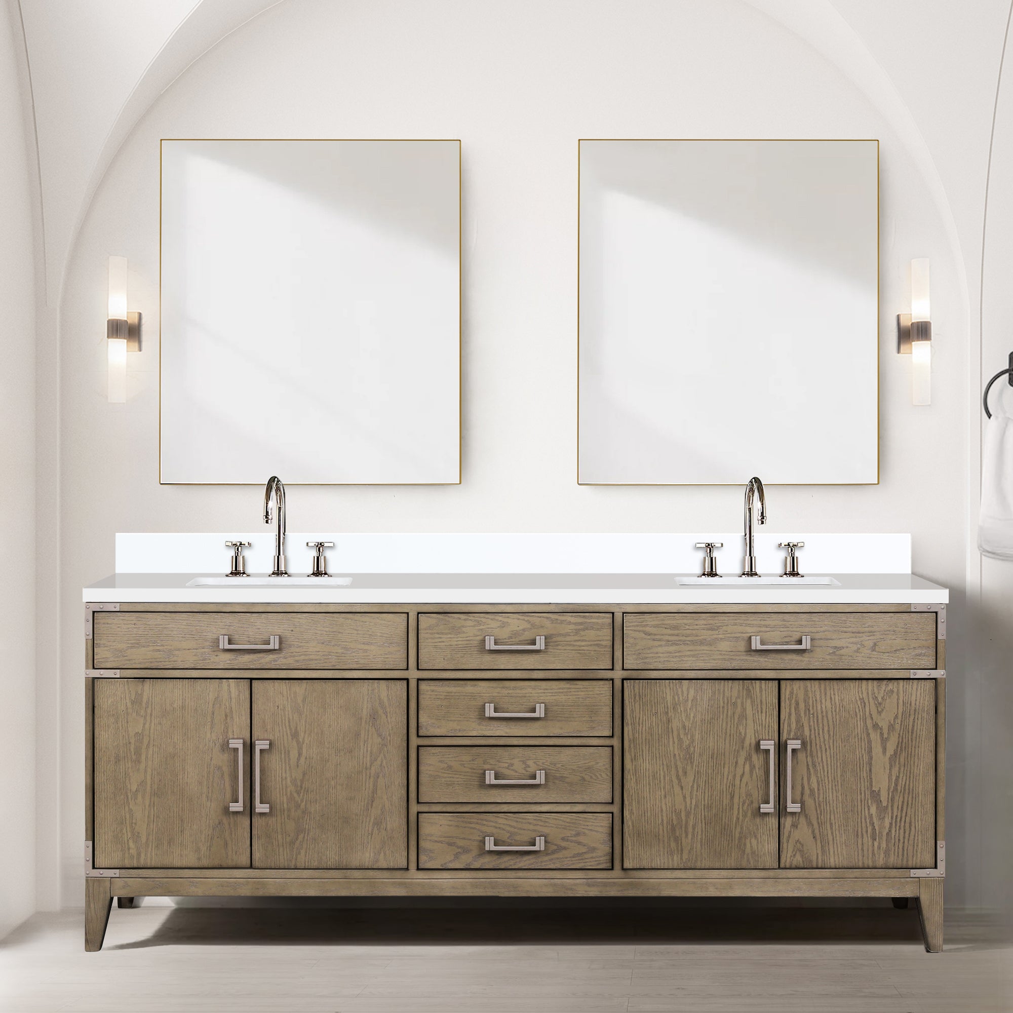 Grey Oak Double Bath Vanity 80 in. W x 22 in. D
