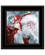 'Santa with Presents' by Bluebird Barn Ready to Hang Framed Print, Black Frame