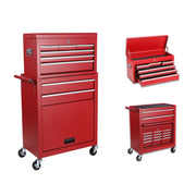 8-Drawer Rolling Tool Chest with 2 in 1 Detachable Top Box, Lockable Wheels, Liners, and Side Hooks - Metal Tool Cabinet for Garage