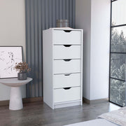 Dresser 42'H, 5 Drawers , Slim Storage Chest of Drawers, White