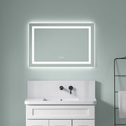 36' x 24' LED Bathroom Mirror with Front and Backlight, Wall Mounted Vanity Mirror with Aluminum Frame, Anti-Fog, Memory, 3 Colors, Stepless Dimmable