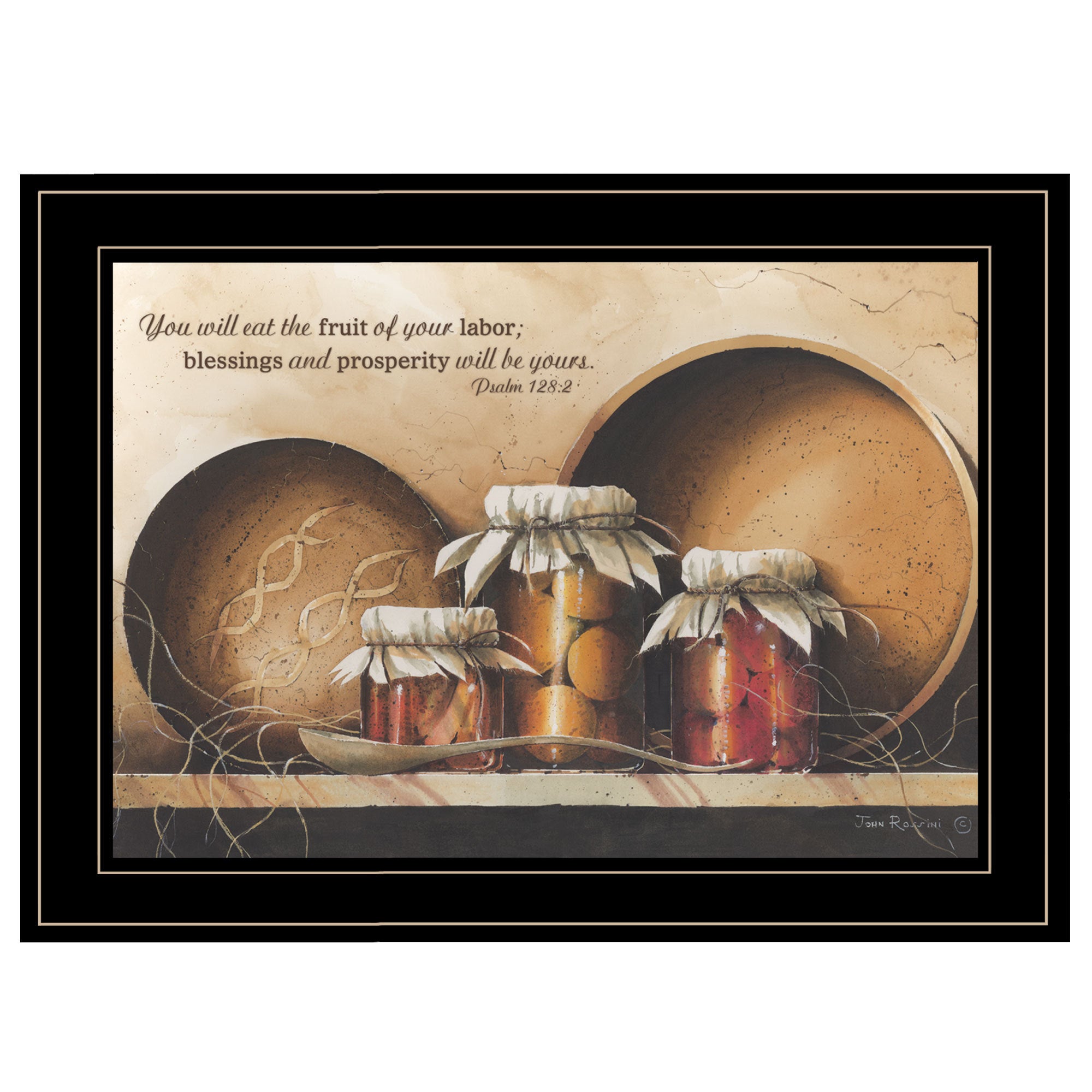 'Blessings and Prosperity' By John Rossini, Ready to Hang Framed Print, Black Frame