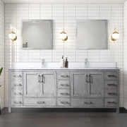 Distressed Grey Double Bath Vanity 84 in. W x 22 in. D, with White Quartz Top