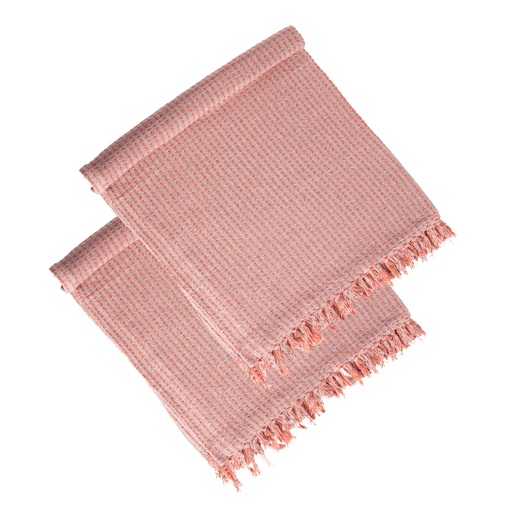 50x60' Decorative Pink Cotton Throw Blanket with Tassels, 2 Pack