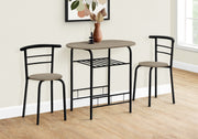 Dining Table Set, 3pcs Set, Small, 32' L, Kitchen, Brown Laminate, Black Metal, Contemporary, Modern