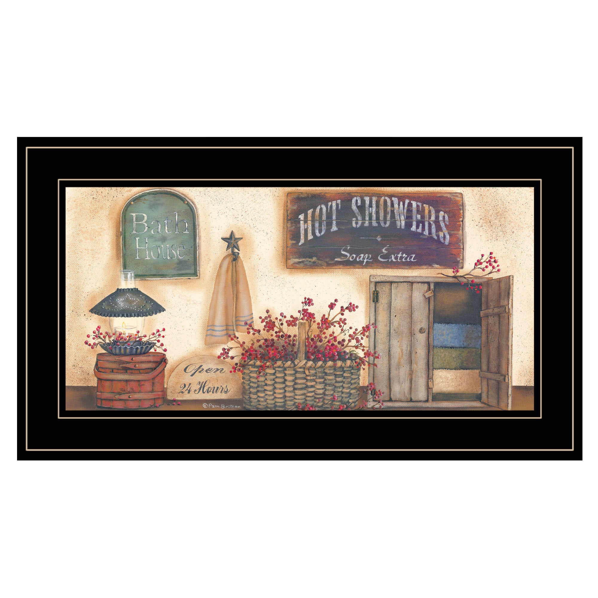 'Bath House' Collection By Pam Britton, Ready to Hang Framed Print, Black Frame