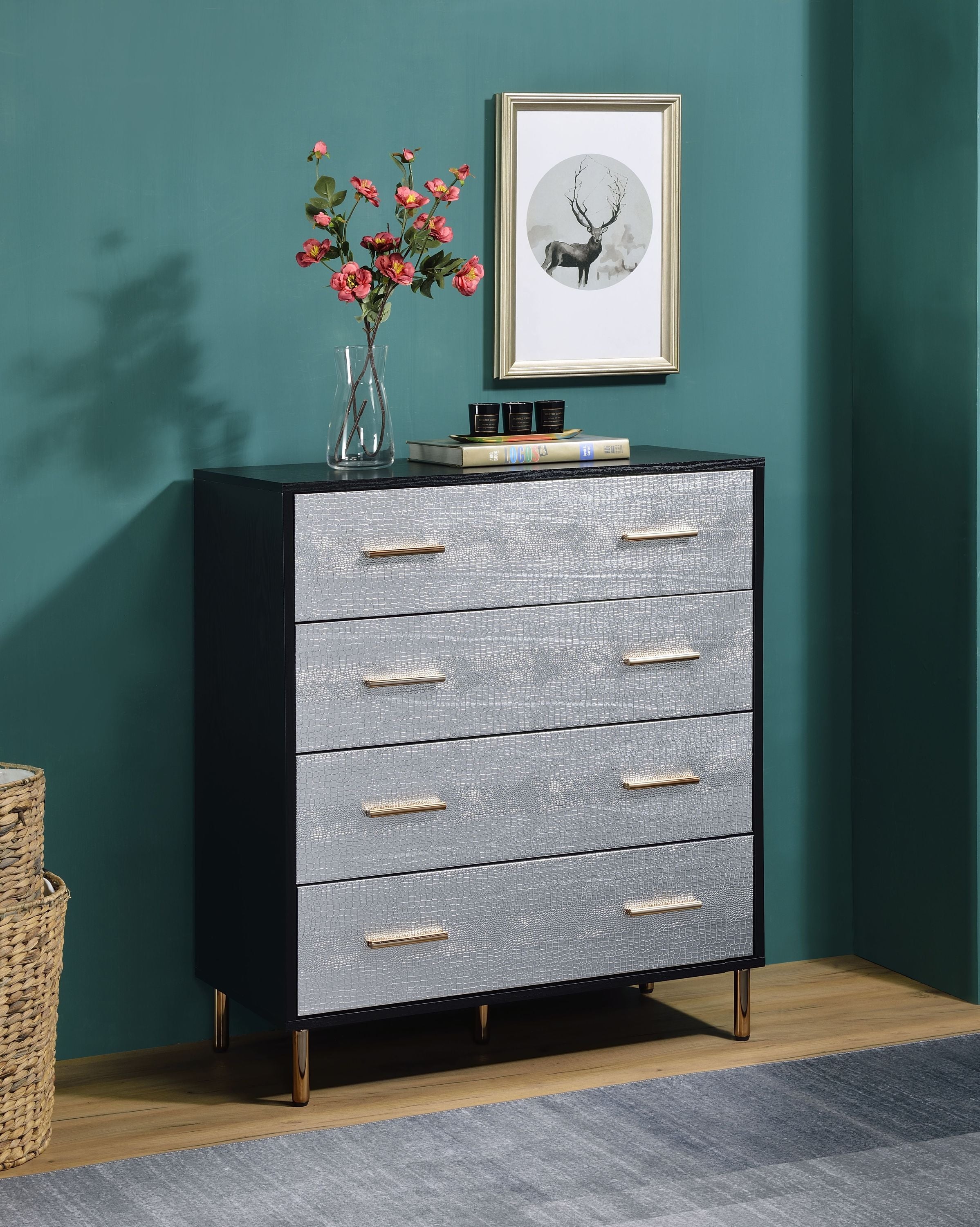 Myles Black, Silver & Gold Finish Chest
