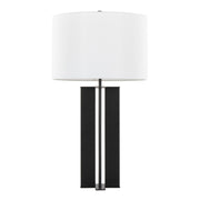 Cosmo 28' Contemporary Metal Table Lamp in Black Metal and White Linen by LumiSource