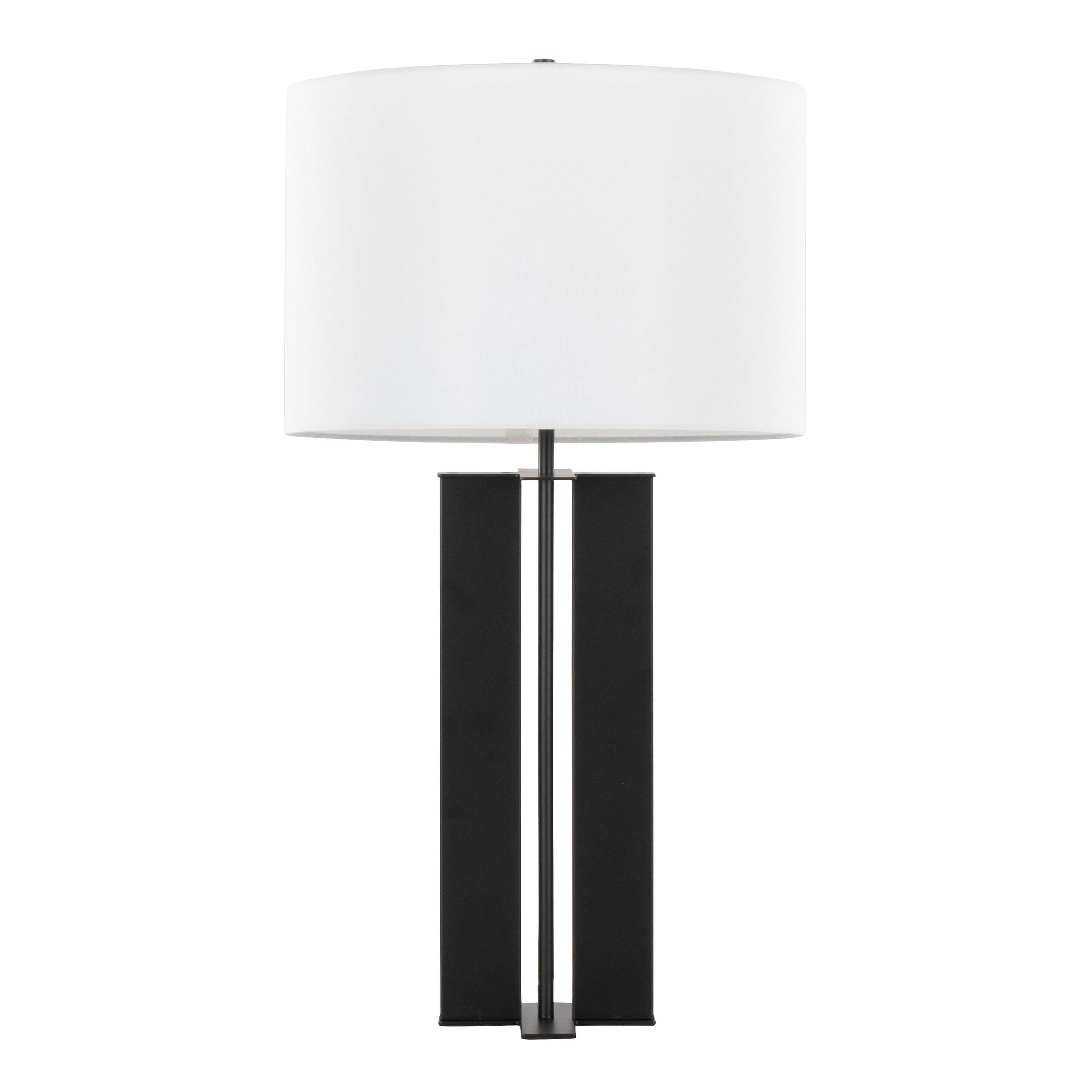 Cosmo 28' Contemporary Metal Table Lamp in Black Metal and White Linen by LumiSource