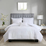 King/Cal King 4 Piece Cotton Seersucker Duvet Cover Set