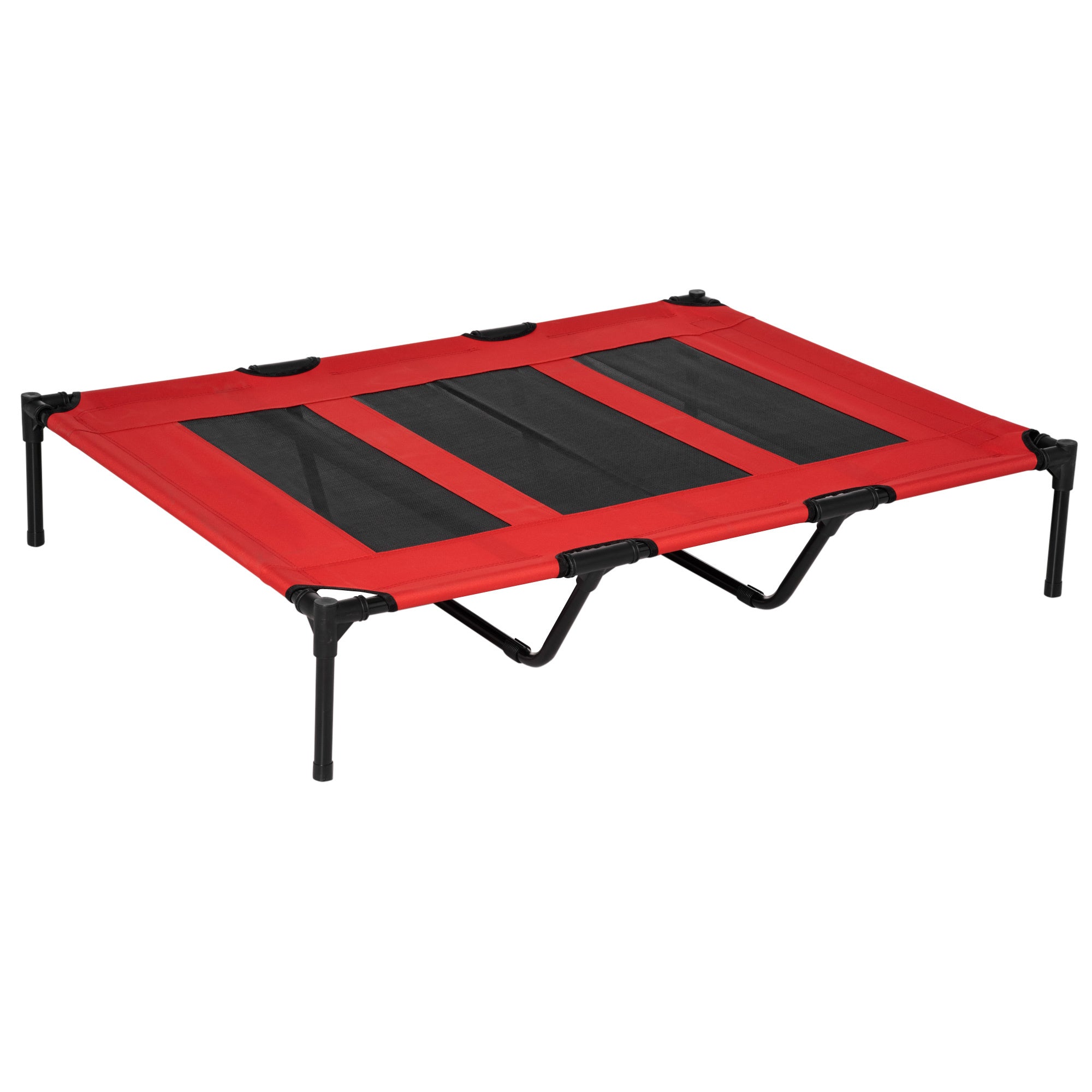 PawHut 48' x 36' Elevated Breathable Dog Bed Portable Pet Cot w/ Carry Bag Metal Frame Breathable Mesh Indoor and Outdoor Red