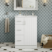 24' Modern Bathroom Vanity with Sink, Small Bathroom Sink Cabinet with 2 Drawers and Soft-Closing Door, Under-mount Sink Bathroom Cabinet with Drawers