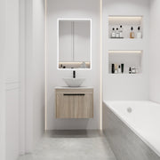 24 ' Modern Design Float Bathroom Vanity With Ceramic Basin Set,  Wall Mounted White Oak Vanity  With Soft Close Door,KD-Packing,KD-Packing,2 Pieces Parcel(TOP-BAB217MOWH)