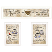 'Love of Nature Kitchen' 3-Piece Vignette By Trendy Decor 4U, White Frame