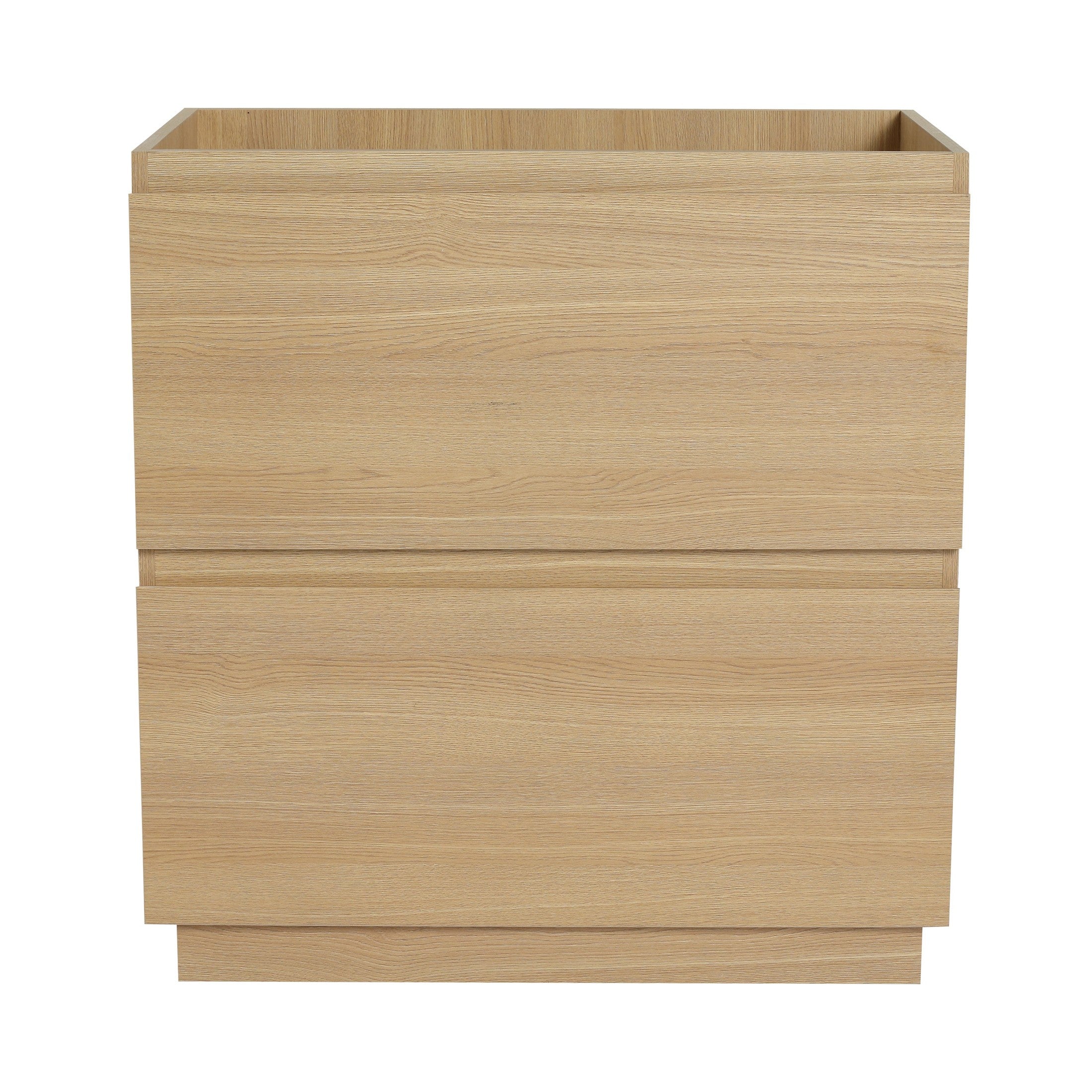 Modern Freestanding Bathroom Vanity Cabinet with Double Drawer, Oak Finish, Engineered Wood, 30 Inches