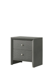 1pc Contemporary Modern 2-Drawer Nightstand Round Knobs Bedroom Wooden Furniture Gun Metal Gray Finish
