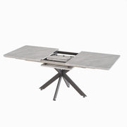 Modern Extendable Dining Table Set with Curved Backrest Upholstered Chairs, Grey and White, MDF and Metal, 62.4'-78.15'