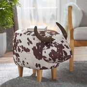 Animal Ottoman/Footstool, Brown and White Cow-Shaped Ottoman, Modern Ottoman, Modern Accent Stool Home Decor, Suitable for Living Room, Bedroom, Porch, Garden, Backyard, Balcony