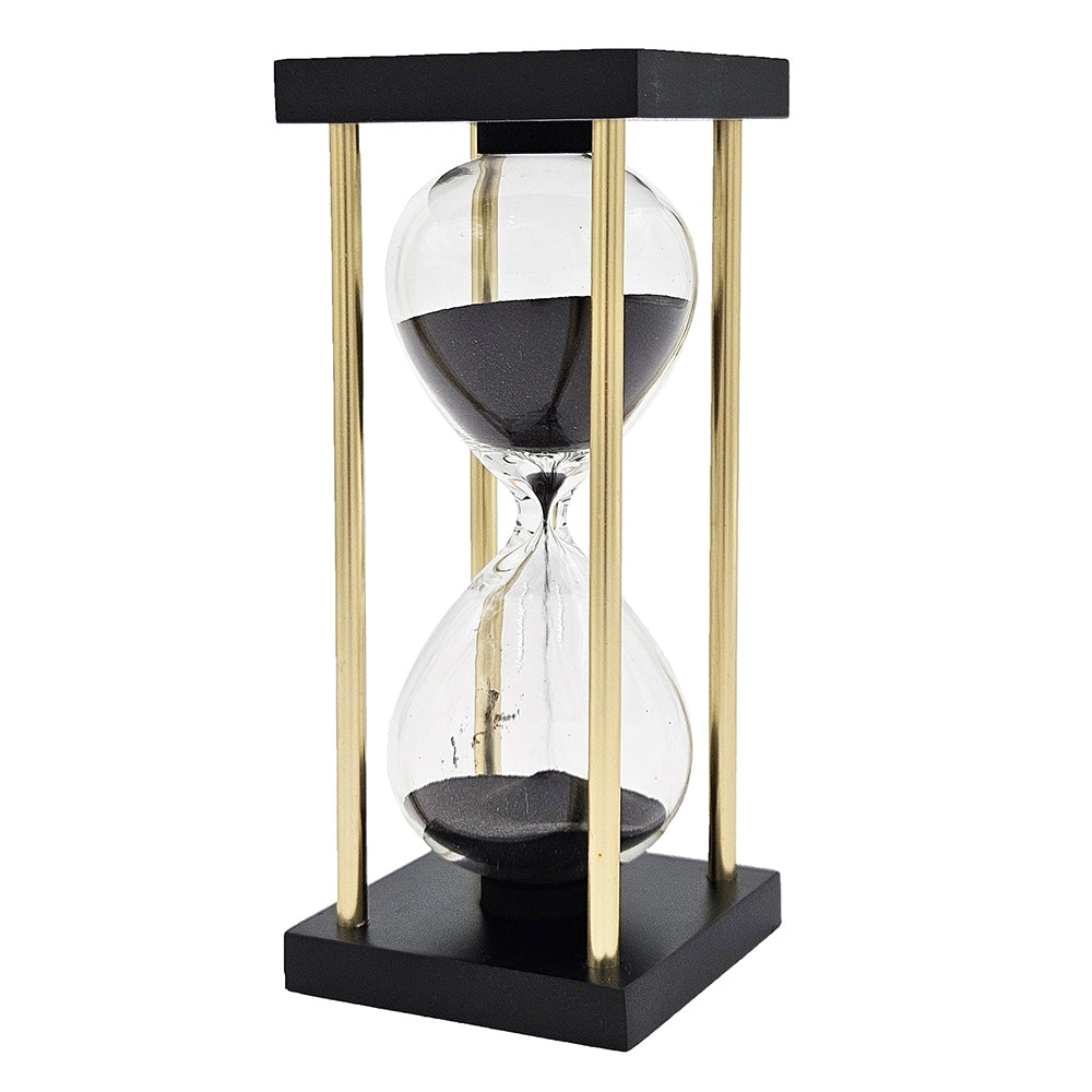 3x3x7' Spellman 15-Minute Hourglass with Metal Frame, Black