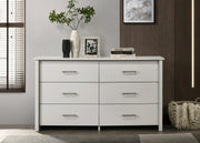 Celeste 57'W White 6-Drawer Dresser with Silver Handles