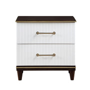 Contemporary White and Cherry Finish 1pc Two Drawers Nightstand 2-Tone Finish with Gold Trim Modern Bedroom Furniture