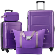 Expandable Spinner Wheels 2 Piece Luggage Set with TSA Lock ABS Lightweight Suitcase in Purple 20inch+28inch