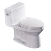 Sleek Ceramic One Piece Toilet with Single Flush and Soft Closing Seat in White