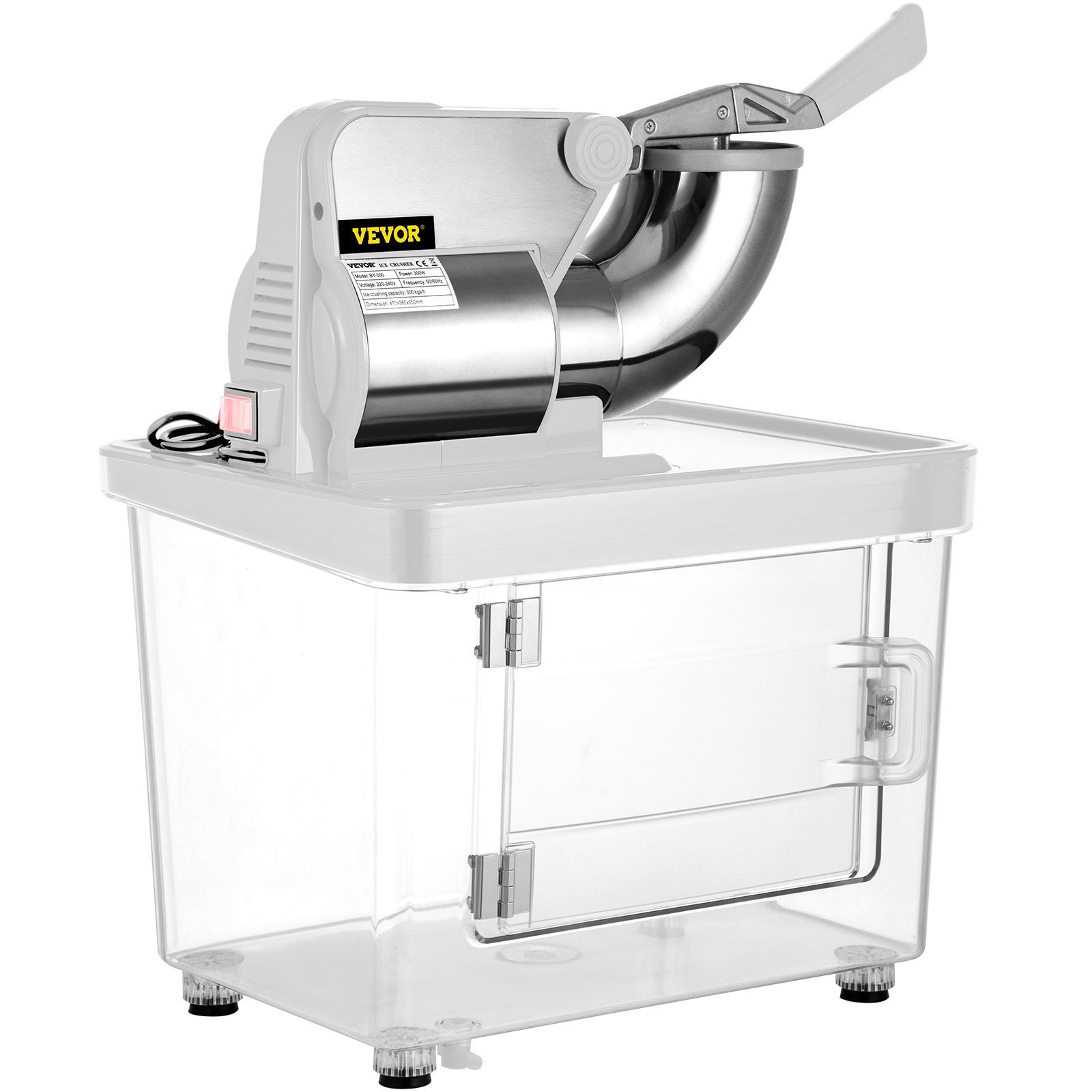 110V Commercial Ice Crusher 440LBS/H, ETL Approved 300W Electric Snow Cone Machine with Dual Blades, Stainless Steel Shaved Ice Machine with Safety On/Off Switch for Family, Restaurants, Bars