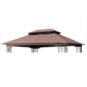 10x12 Ft Outdoor Patio Gazebo Replacement Canopy,Double Tiered Gazebo Tent Roof Top Cover Only(Frame Not Include)-Brown