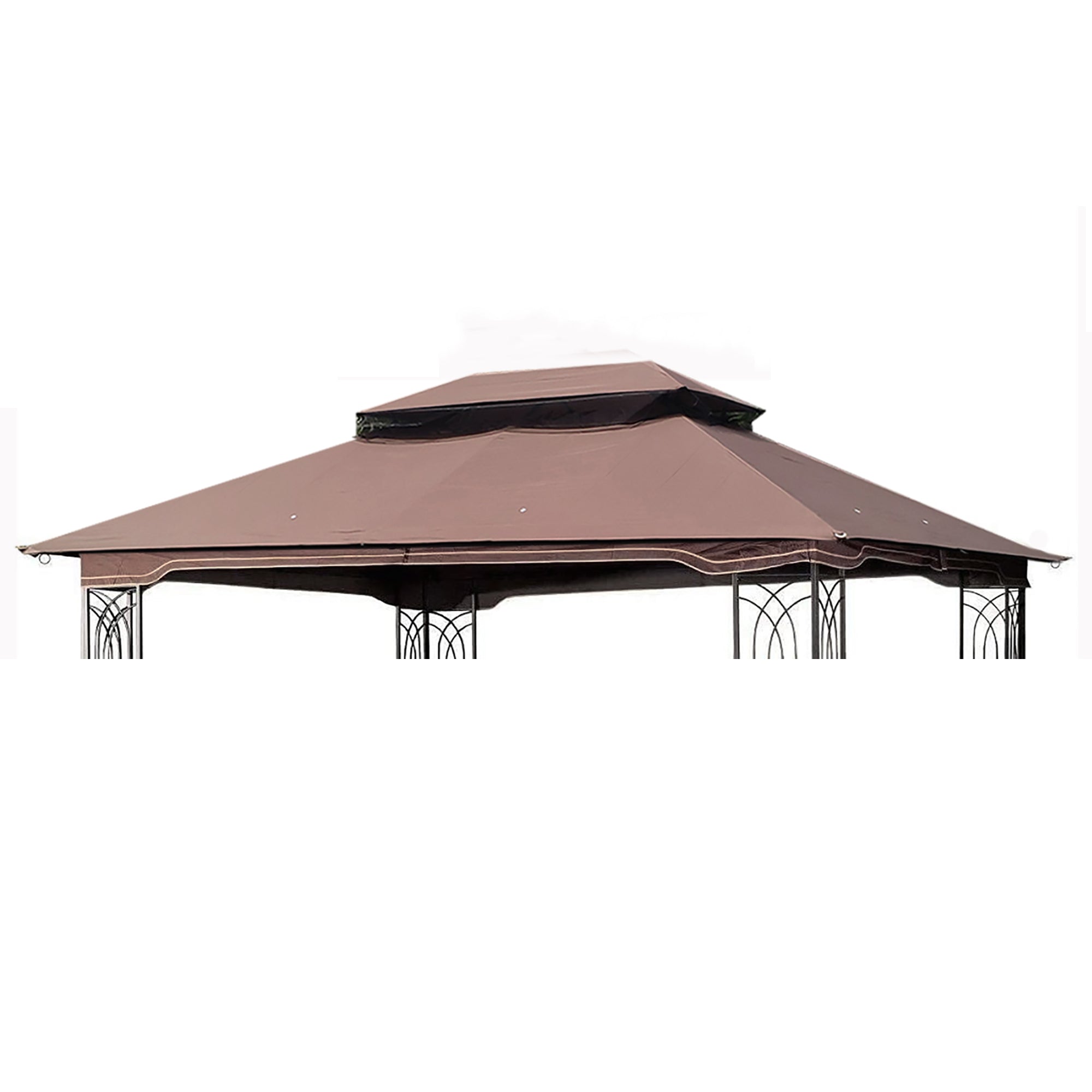 10x12 Ft Outdoor Patio Gazebo Replacement Canopy,Double Tiered Gazebo Tent Roof Top Cover Only(Frame Not Include)-Brown