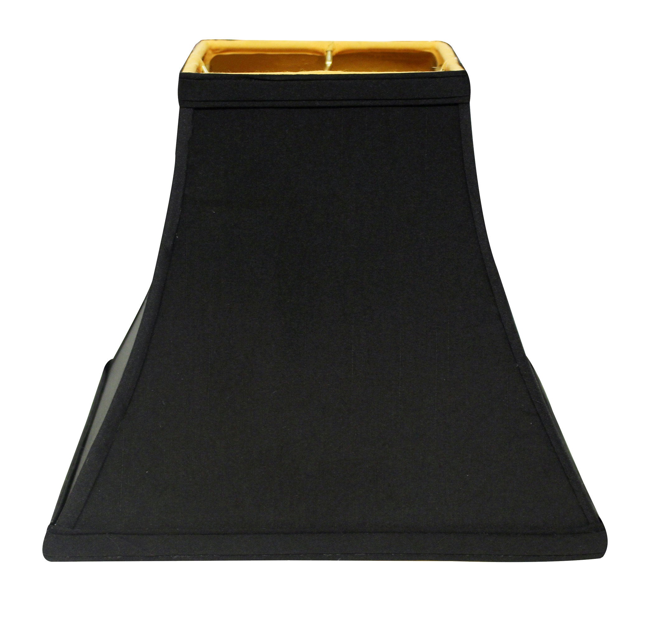 Square Bell Hardback Lampshade with Washer Fitter, Black Natural Fabric Lampshade with Gold Lining for Table Lamps, 6' Top x 12' Bottom x 10' Height