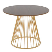 Canary Cosmo Contemporary Dining Table in Gold Metal and Walnut Wood by LumiSource
