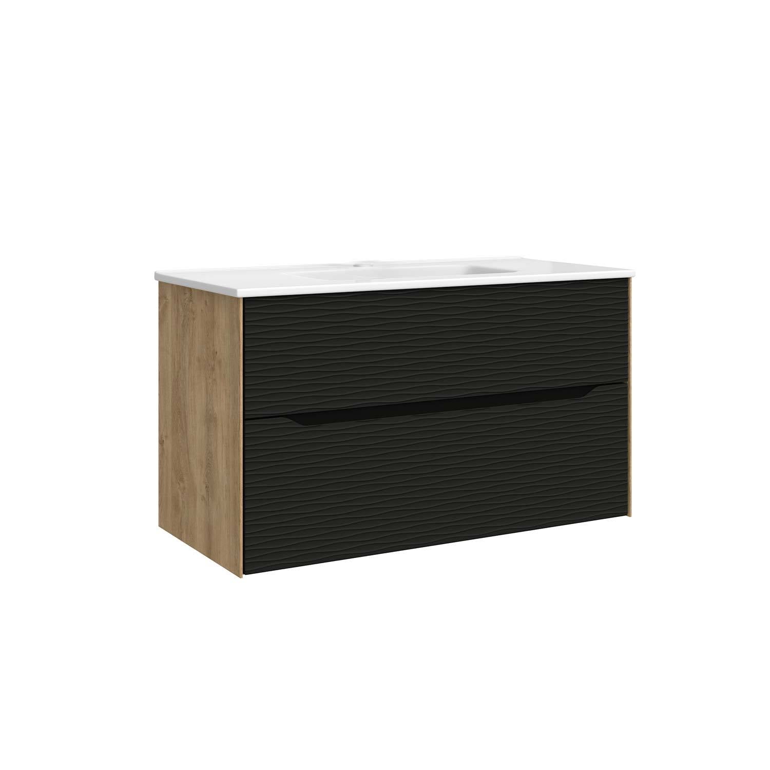 DAX Sahara Vanity Cabinet 40 Oak / Matt Black w/ Onix Basin