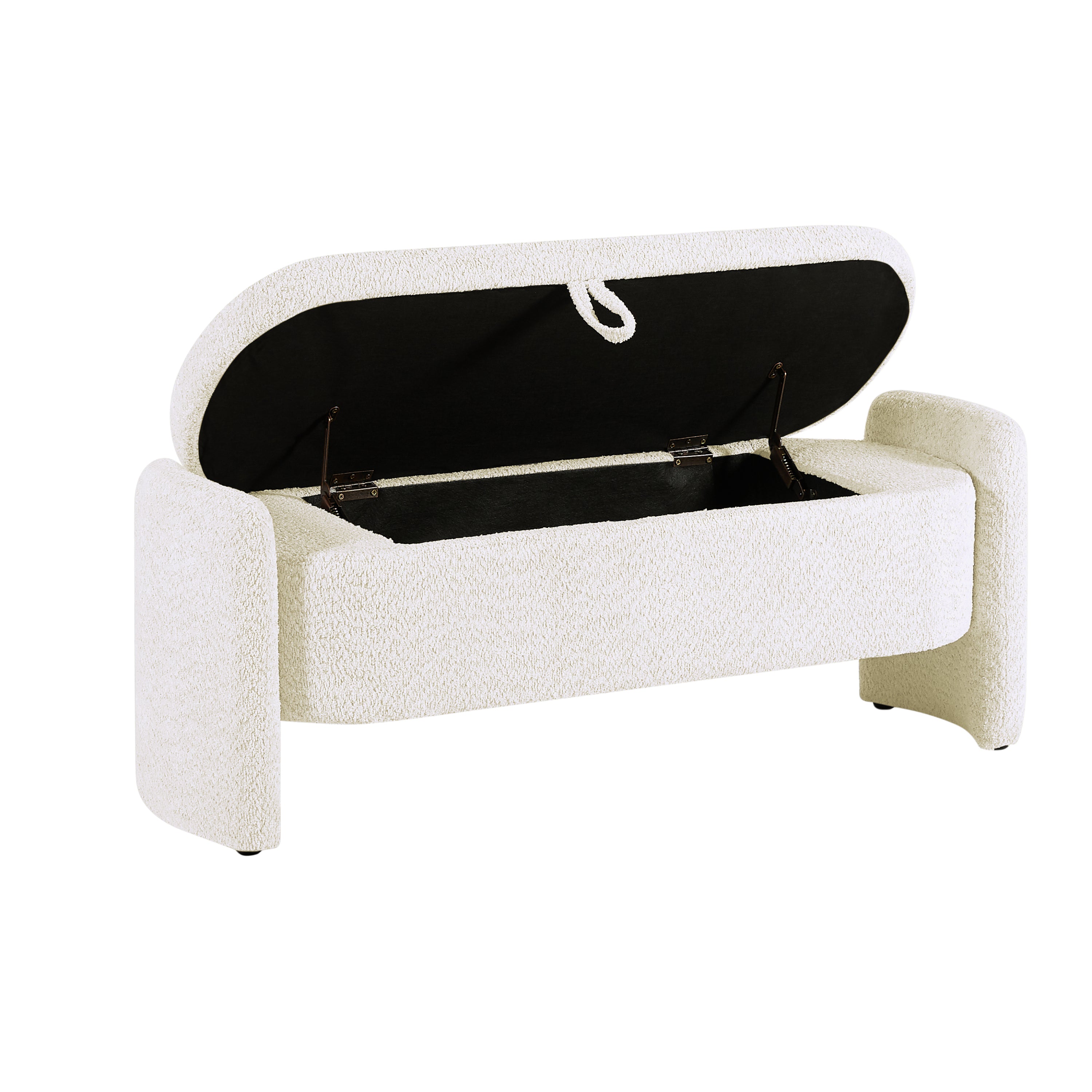 Oval Ottoman Storage Bench 3D Lamb Fleece Fabric with Large Storage Space for Living Room, Entryway, Bedroom, Cream White