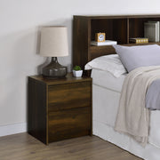Geary Dark Pine 2-drawer Nightstand LED Lights and USB