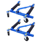 Set of (2) Wheel Dolly Car Skates Vehicle Positioning Hydraulic Tire Jack Ratcheting Foot Pedal Lift Hydraulic Car Wheel Dolly, 1,250lbs blue